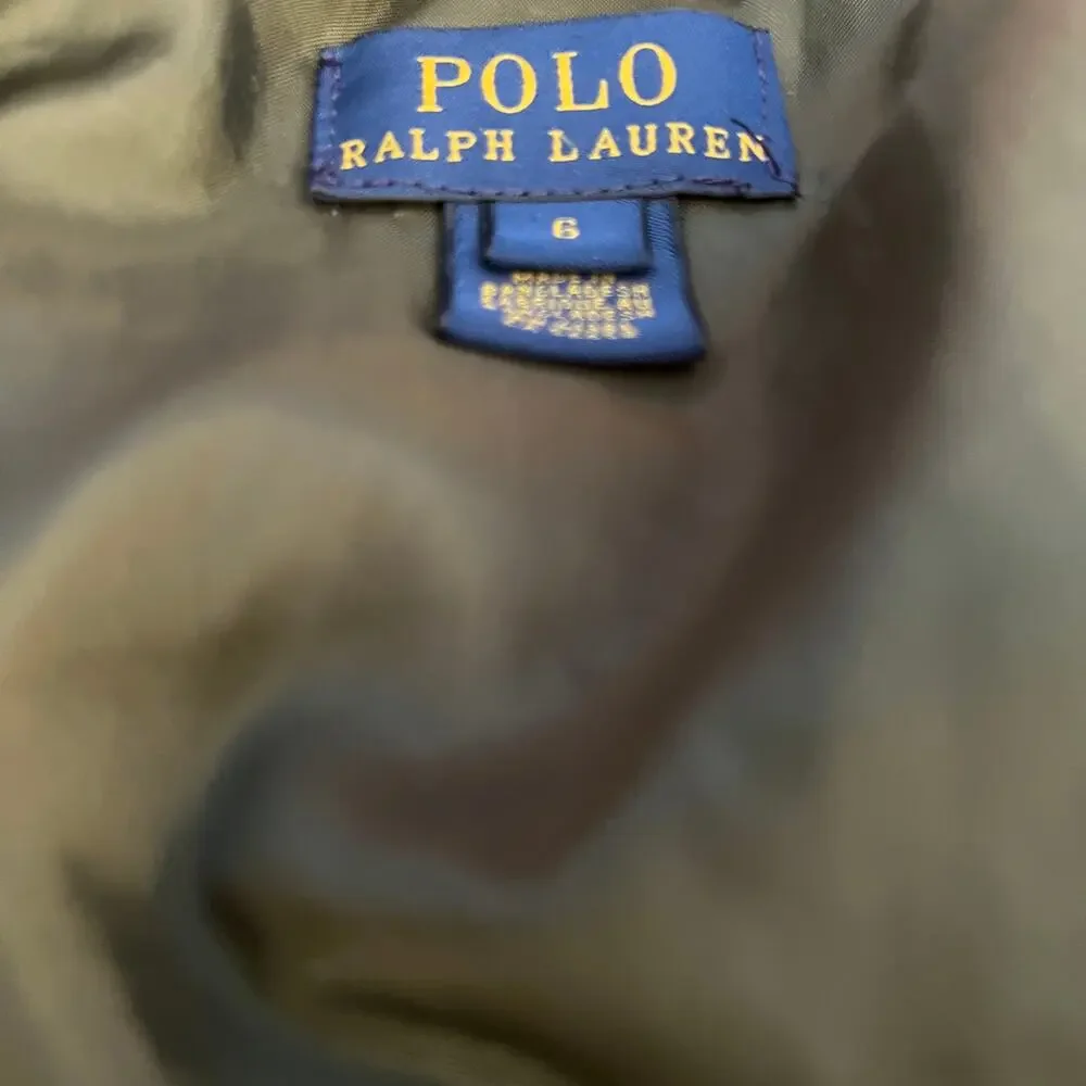 Polo Ralph Lauren Hagan Boys Quilted Barn Jacket Olive Corduroy Trim Sz 6 Preppy